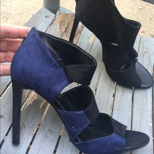 Zara Basic Blue & Black Leather Heels Size 8/38